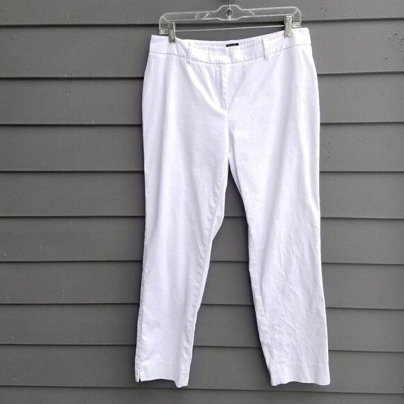 Talbots White Textured Cropped Cotton Hampshire Pants size 8 - Picture 1 of 11